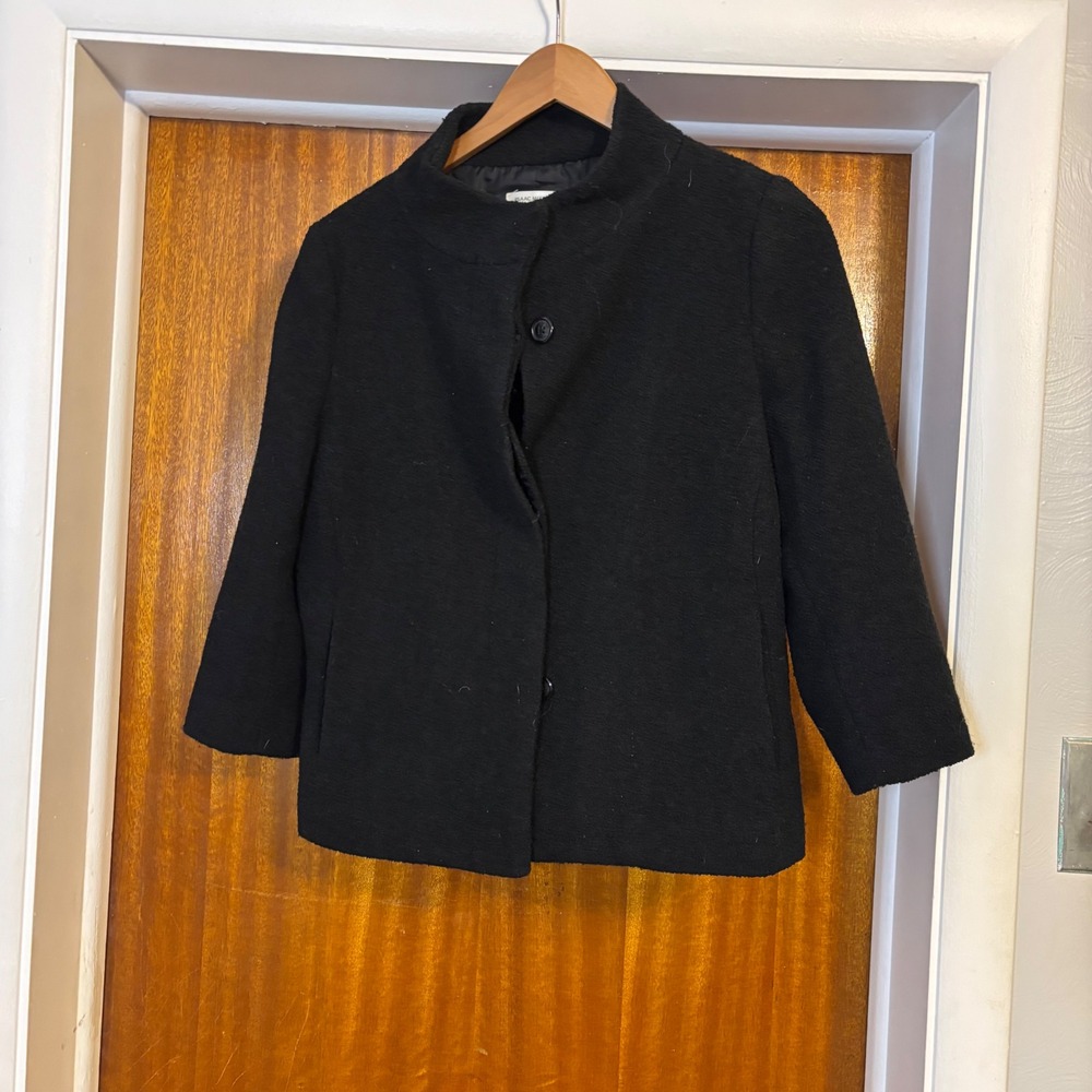 Isaac Mizrahi for Target Black Wool Blend Mock Neck 3/4 Sleeve Jacket‎ Large